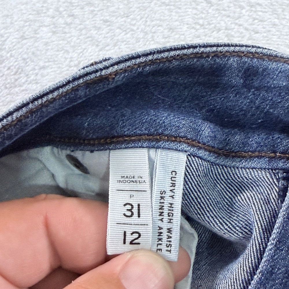 LOFT‎ Curvy High Waist Skinny Ankle Jeans Blue Dark Wash Denim Size 31 12P - Picture 4 of 10